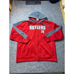 Rutgers Scarlet Knights Hoodie Mens Extra Large Red Full Zip Sweater Sweatshirt